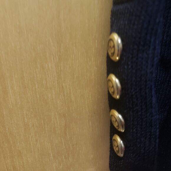 ST JOHN BASICS BLACK Santana Military Blazer Sz 6 Gold Tone Button - Picture 6 of 6